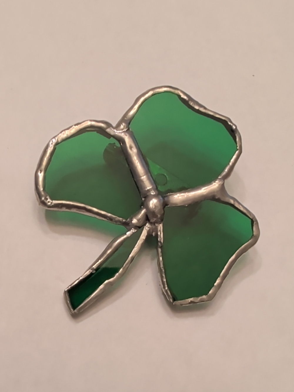 Green Shamrock Stainless Glass Enamel Pin - Women's Accessory